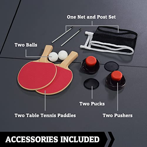 Hall of Games 5.5' Arcade Air Hockey Table & Tennis Top 2-in-1 Set Wood Grain/Red/White Black