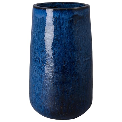 Emissary 16in Round Blue Stoneware Planter