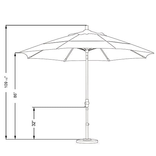 California Umbrella 11' Round Crank Lift Patio Umbrella Bronze Finish Sunbrella Canvas