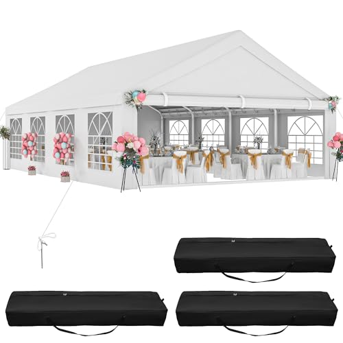 DWVO 20x30 ft Heavy Duty Party Tent with Removable Sidewalls White