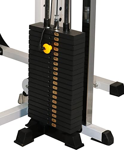 Deltech Fitness Squat Rack with LAT Attachment & 200lb Weight Stack