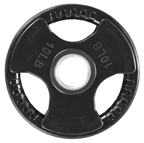 French Fitness Rubber Grip Weight Plate Set w/ 7 ft Olympic Bar 395 lbs
