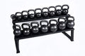 Ader Sporting Goods Ader Premier Kettlebell Set w/DVD & Free Rack Rubber Mat Grey, Black