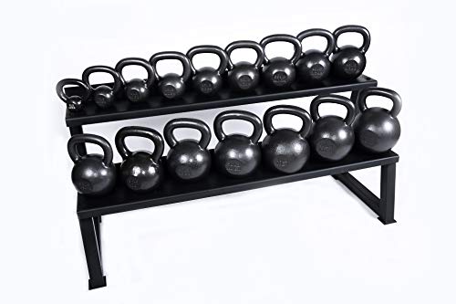 Ader Sporting Goods Ader Premier Kettlebell Set w/DVD & Free Rack Rubber Mat Grey, Black