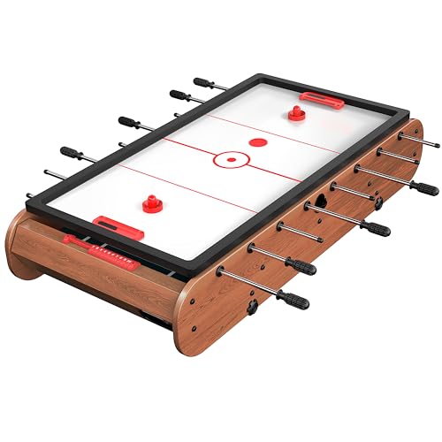 Famispick 2in1 Foldable Foosball and Air Hockey Table Brown