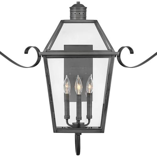 Hinkley Nouvelle Collection Three Light Outdoor Medium Wall Lantern Blackened Brass/Black