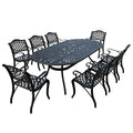 Oakland Living Modern Outdoor Mesh Lattice Aluminum 95-in Large Oval Patio Dining Set Black
