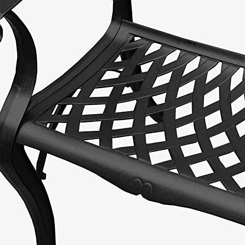 Oakland Living Modern Ornate Outdoor Mesh Aluminum 63-in Black Hexagon Patio Dining Set with Six Chairs