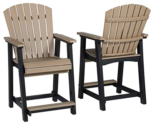Signature Design by Ashley Outdoor Fairen Trail HDPE Patio Barstool, 2 Count Brown