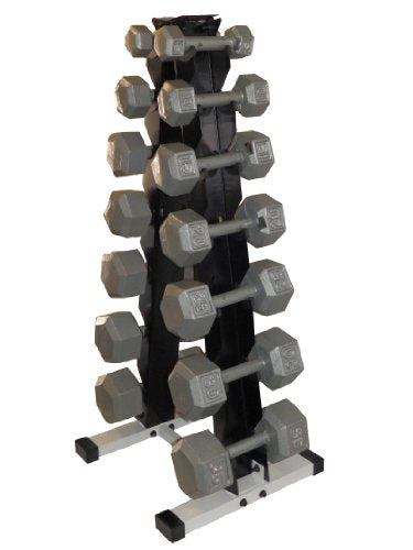 Ader Sporting Goods Dumbbell Rack with Hexgon Dumbbell Set Grey