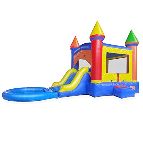 Cloud 9 Castle Inflatable Combo Bounce House with Water Slide Multicolor