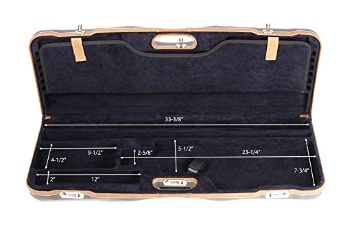 Negrini OU Deluxe High Rib Skeet Shotgun Case with Tube Set Navy/Tobacco Leather/Navy
