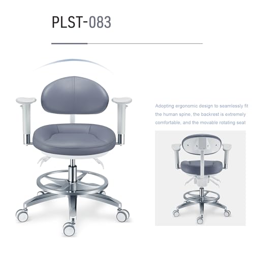 TEPTOARCH Microfiber Leather Doctor's Chair with Armrests White