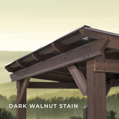 Backyard Discovery Saxony Cedar Wood BBQ Grill Gazebo Pavilion Light Brown
