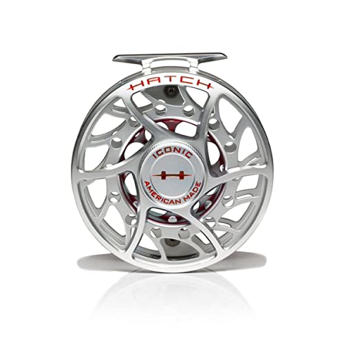 Hatch Outdoors Iconic Fly Reel 9 Plus (9-11wt) Clear/Red