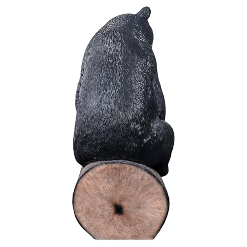 Design Toscano Black Bear on a Log Sculptural Bench 62 Inch Wide Black/Brown