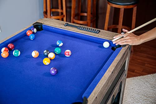 Triumph 56” 4-in-1 Swivel Multi-Game Table - Air Hockey, Billiards, Foosball, Ping Pong - Rustic Wood Grain Finish Brown