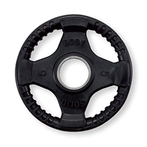 Body-Solid Quad Grip Design Rubber Plate Olympic Weight Plates 255lbs Set Black
