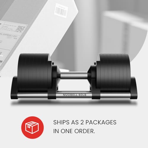 FF Finer Form NÜOBELL Adjustable Dumbbell Pair 5-80 lbs Black and Silver