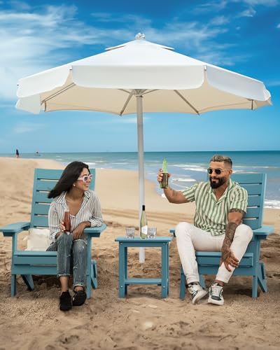 YEFU Folding Adirondack Chair Set of 4 with Arc Back & Cup Holder Blue