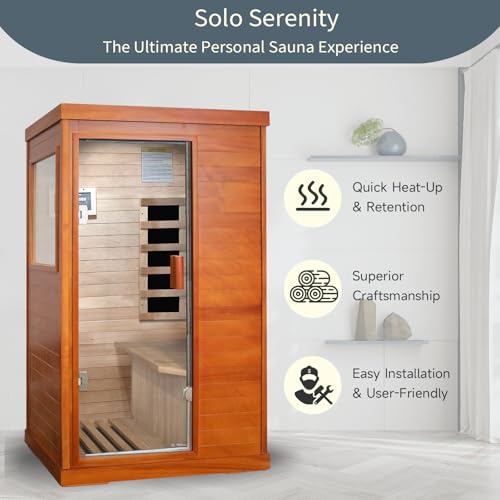 HOSAUNA Far Infrared Indoor Sauna for 1 Person with Control Panel