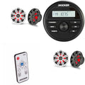KICKER KMC2 Marine Grade Receiver & 2 Pair 45KM84L 8" LED Speakers Bundle