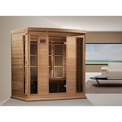 Maxxus Saunas 4 Person Low EMF FAR Infrared Carbon Canadian Red Cedar Sauna Multicolor