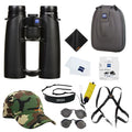 ZEISS 10x42 Victory SF Binoculars Bundle with Harness Strap, Camo Hat, Cleaning Cloth & Lens Wipes (Black/Yellow)