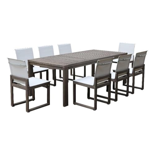 Pemberly Row 9-Piece Modern Aluminum Dining Set Brown