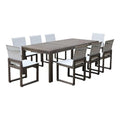 Pemberly Row 9-Piece Modern Aluminum Dining Set Brown