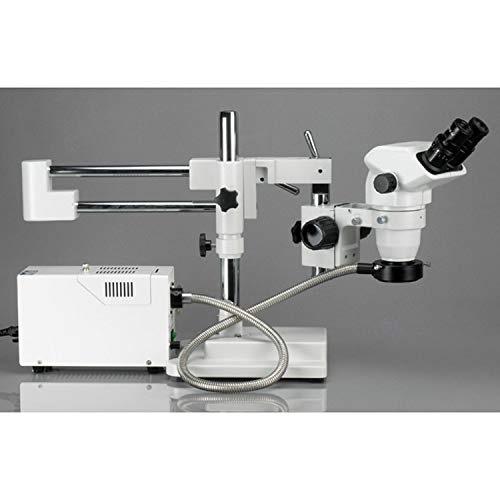AmScope Professional Binocular Stereo Zoom Microscope with Fiber-Optic Ring Light Clear