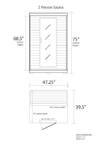 Blue Wave Radiant Saunas 2-Person Infrared Cedar Wood Sauna with Air Purifier, Chromotherapy Lighting, Music System, Carbon Heaters