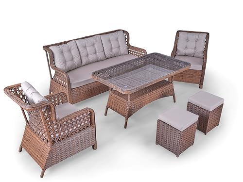 Angora Elegance Rattan Outdoor Furniture Set Brown