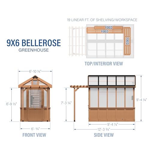 Backyard Discovery Bellerose 9' x 6' Cedar Wood Greenhouse Kit Light Brown