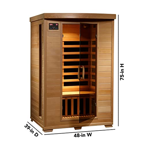 Blue Wave HEATWAVE Radiant Saunas 2-Person Hemlock Infrared Sauna Brown