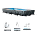 Intex Ultra XTR Deluxe Rectangular Above Ground Pool Set 32ft x 16ft x 52in with Sand Filter Pump Gray