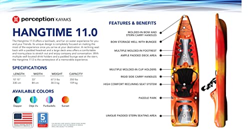 Perception Kayaks Hangtime 11 Recreational Kayak with Reclining Seat - 11 ft - Sunset