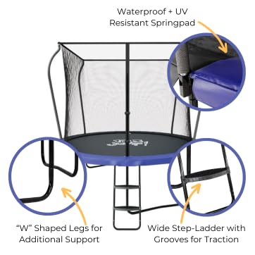 123 Jump 14FT Outdoor Trampoline with Safety Enclosure and Ladder Black/Blue