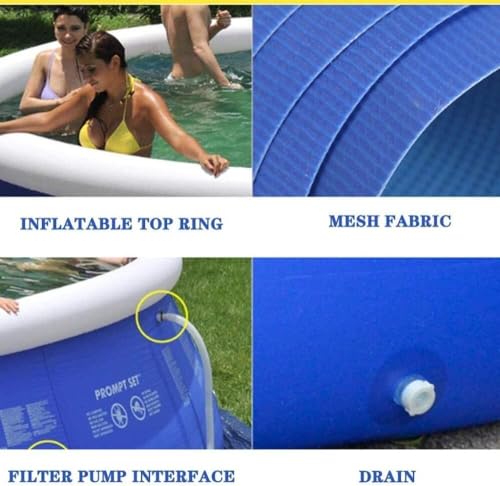 FFCJJDS Oversized Above Ground Inflatable Swimming Pool 15x4ft Blue