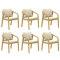FansaFurn 6-Piece Outdoor Acacia Wood Patio Dining Chairs Beige