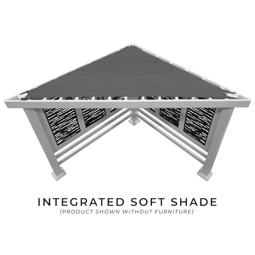 Backyard Discovery Ridgedale 12' x 8' Modern Galvanized Steel Cabana Pergola with Seating and Shade Sail, Terra Cotta Cushions