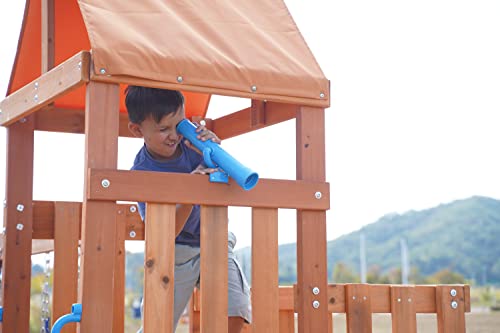 DOLPHIN PLAYGROUND T Wooden Swing Set with Slide & Climbing Wall for Kids Ages 3-9