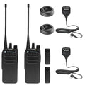 Motorola Solutions 2 x CP100D Analog UHF Portable Two Way Radio Bundle with Remote Speaker Mic Black