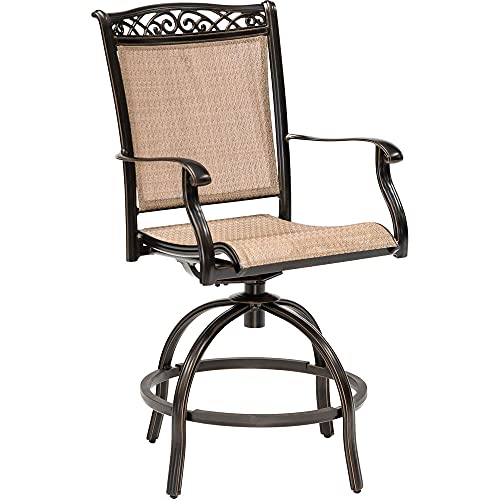 Hanover Fontana 7-Piece Outdoor High-Dining Patio Set Tan/Bronze