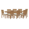 Modway Marina 9 Piece Outdoor Patio Teak Dining Set Natural White