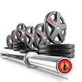 XMark Olympic Weight Set 365 lb TEXAS STAR Rubber-Coated Bar & Weight Set Black