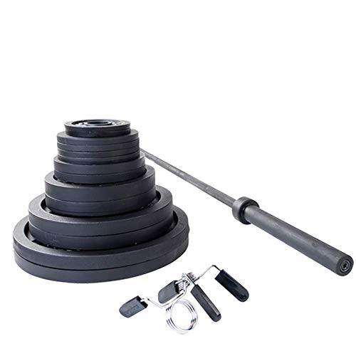 Body-Solid Cast Iron Olympic Weight Plate Set with Bar 355 lb Black