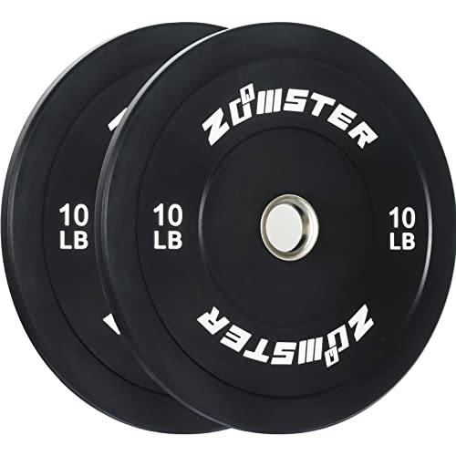 Zoomster Bumper Plate Olympic Weight Plate with Steel Insert Strength Training Weight Lifting Plate 370LB Black
