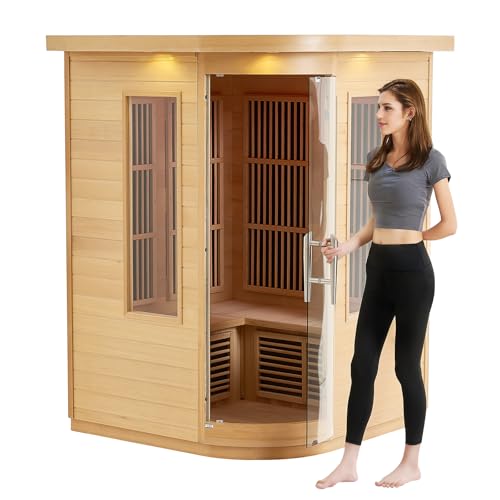 VEVOR 2 Person Far Infrared Hemlock Wood Sauna Brown