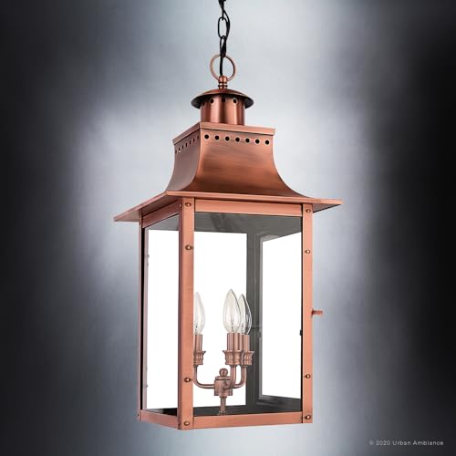 Urban Ambiance Luxury Antique Outdoor Pendant Light Large Rustic Copper 26" H x 12" W